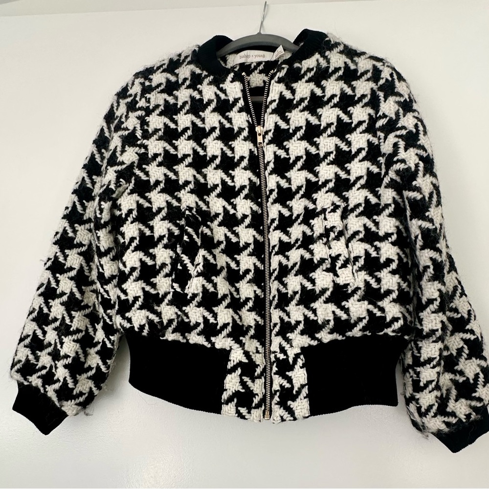 Anthropologie Bishop & Young Black and White Houndstooth Jacket